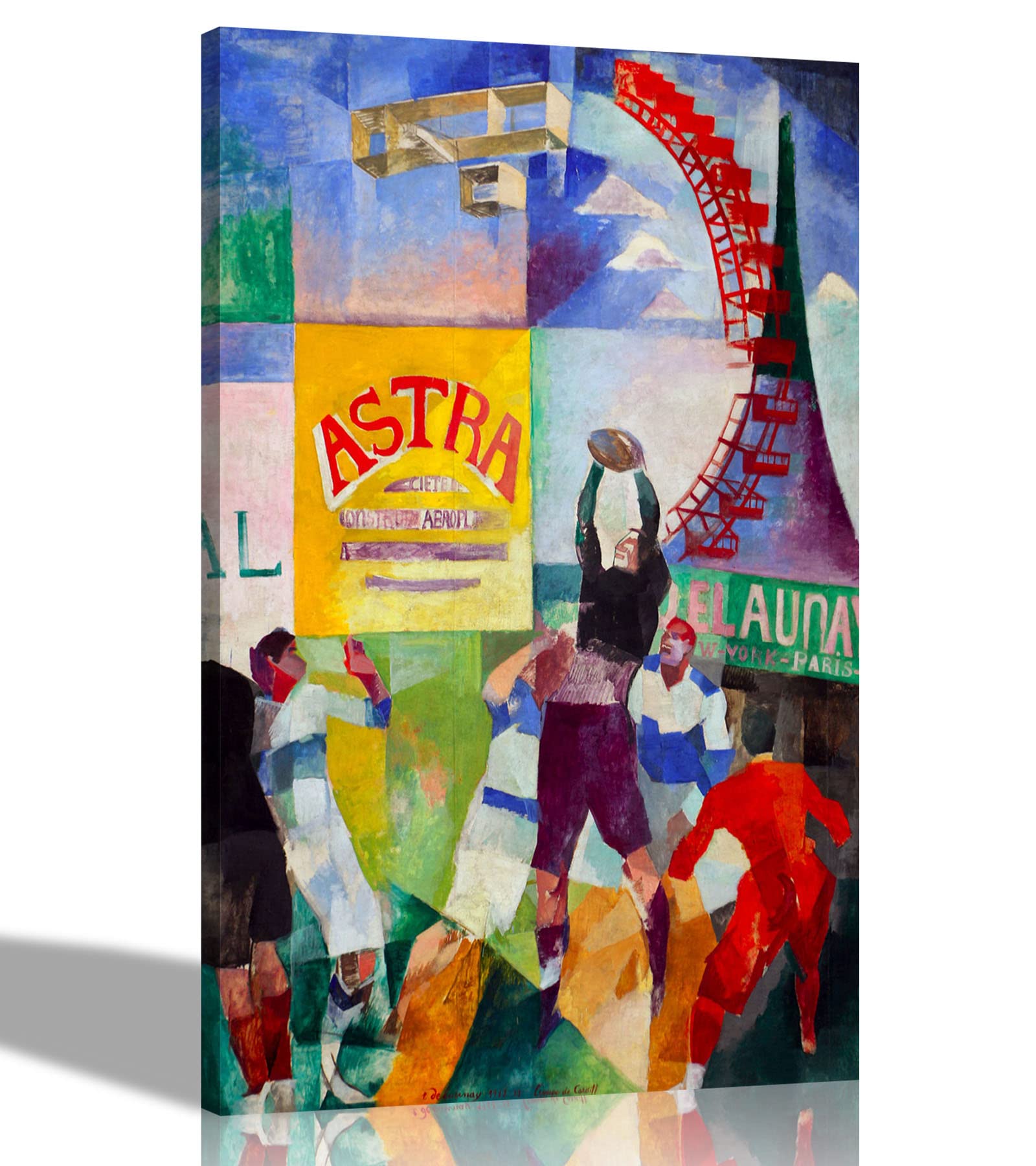 Artley Prints - Cardiff Team Postert by Robert Delaunay Canvas Wall Art Prints l Home, Living Room, Bedroom Decor l Abstract Pictures Decoration Extra Large 101 x 76cm (40 x 30 inches)