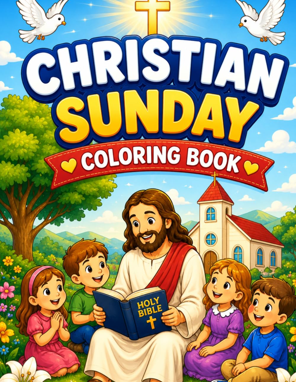 Christian Sunday Coloring Book: A Christian Coloring Book for Kids with Faith Based Family Scenes, Sunday Worship, Bible Inspired Illustrations, and Peaceful Moments of Prayer