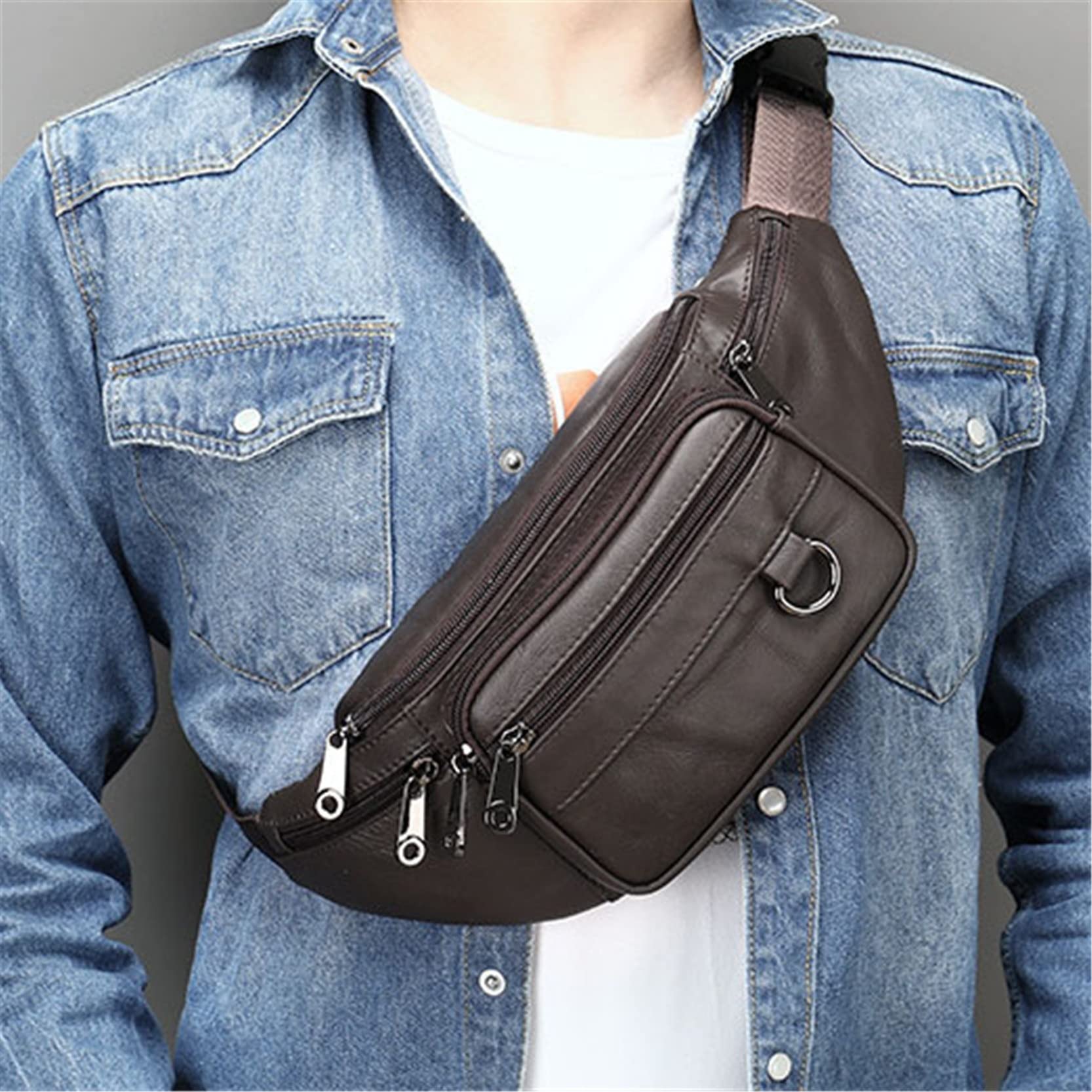 Męska damska nerka nerka nerka, nerka z prawdziwej skóry, torba na klatkę piersiową, moda biodrowa, torba na talię, etui na telefon dla mężczyzn i kobiet, podróż, wędrówki, bieganie, jazda na rowerze, chodzenie, talia, fantazyjna torba dla kobiet, mężczyz
