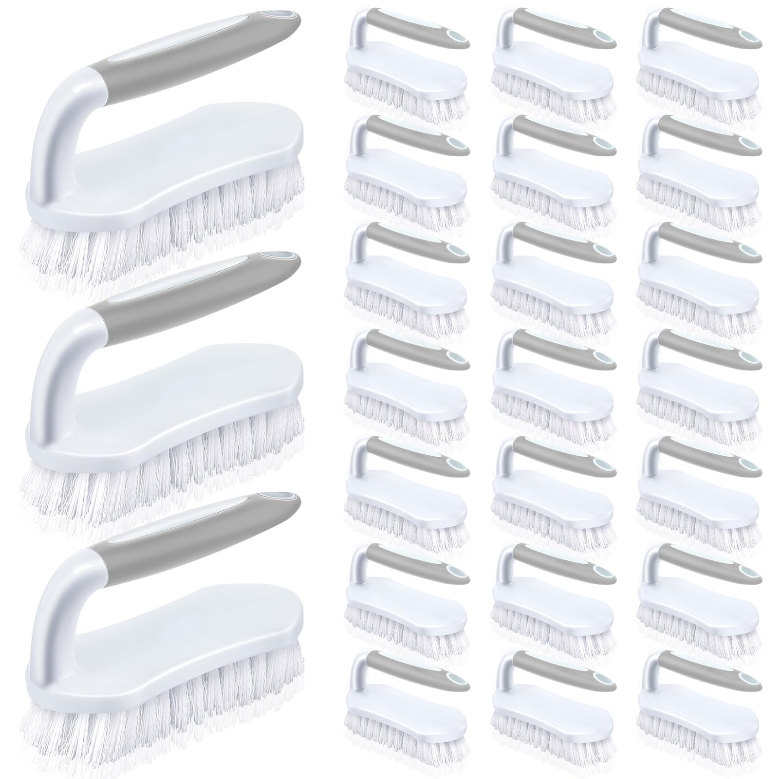 Lallisa 24 cepillos de fregado cómodos de agarrar para limpiar la ducha, cepillos resistentes a granel con cerdas rígidas flexibles para ducha, alfombras, azulejos de cocina (gris)