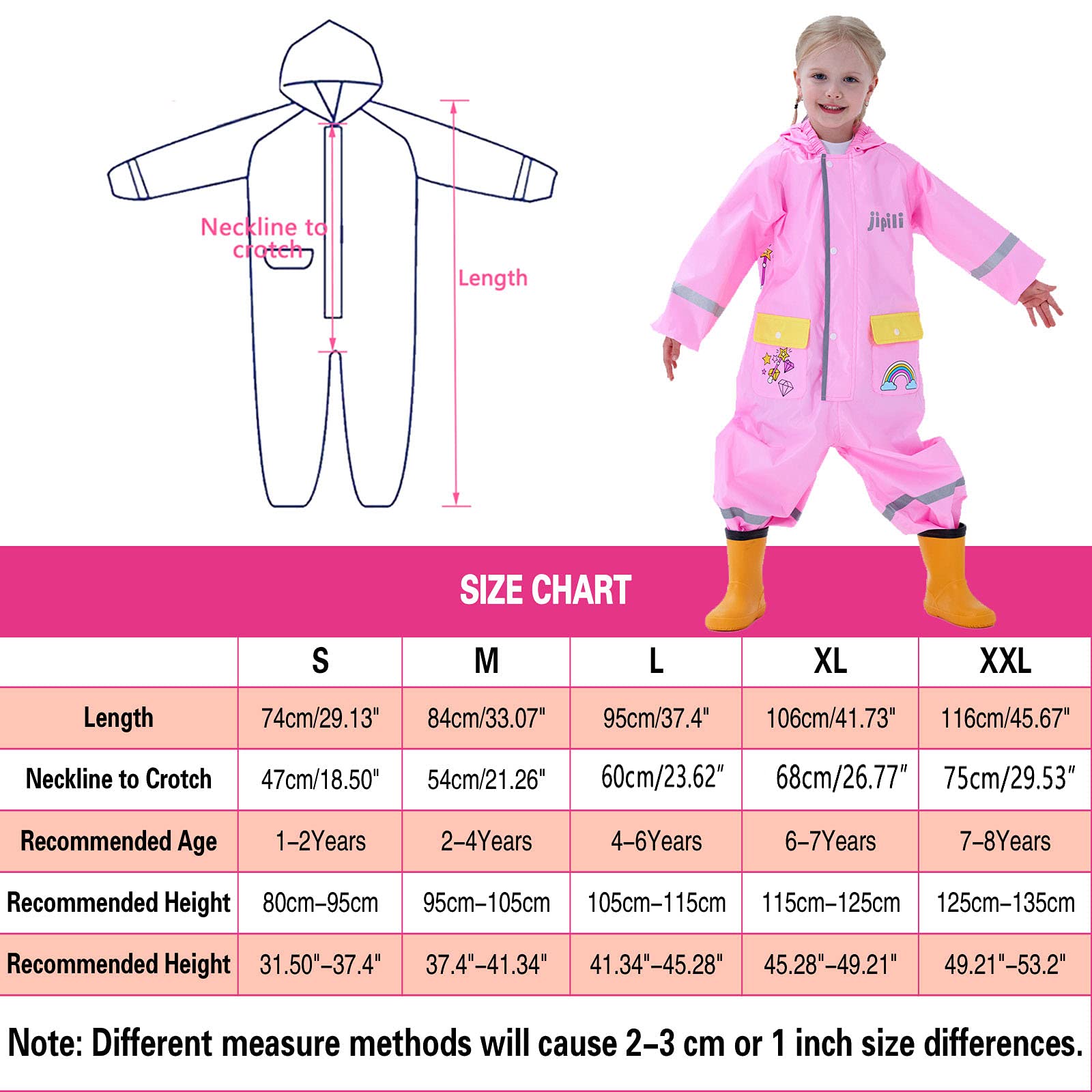 Impermeables Niños Unisex Chubasqueros Chaquetas de Lluvia Poncho Abrigos Traje de Charco Capa Infantil Niñas Encapuchado Mono de Bolsillo Reflectante Impresión Animal 1 2 3 4 5 6 7 8 años
