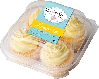 Kimberley's Bakeshoppe Lemon Ice Filled Gourmet Cupcakes - Moist Vanilla Cake, Tangy Lemon Filling, Frozen Fresh Shipped