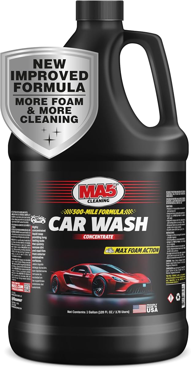 MA5x Car Wash Soap | Concentrated, pH Balanced | High Performance Foaming Car Wash Soap | Gallon | Pack of 1
