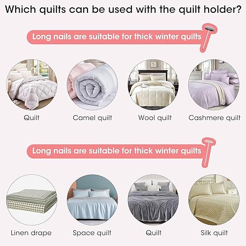 Miniatura 7 de MQUPIN Juego de 16 pasadores de edredón, clips para edredón en el interior, clips de funda de edredón para edredón, cojines, cortinas (flor azul)