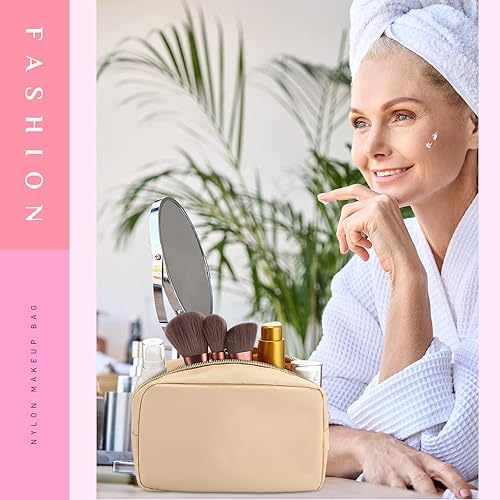 Miniatura 4 de Sweetude 10 bolsas de maquillaje de nailon para mujeres, bolsa organizadora de maquillaje reutilizable, bolsa de viaje para cosméticos, organizador