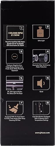 Miniatura 7 de JRL Forte Pro Dryer - Secador de pelo profesional con difusor con generador iónico para ayudar a reducir el tiempo de secado, el encrespamiento y la