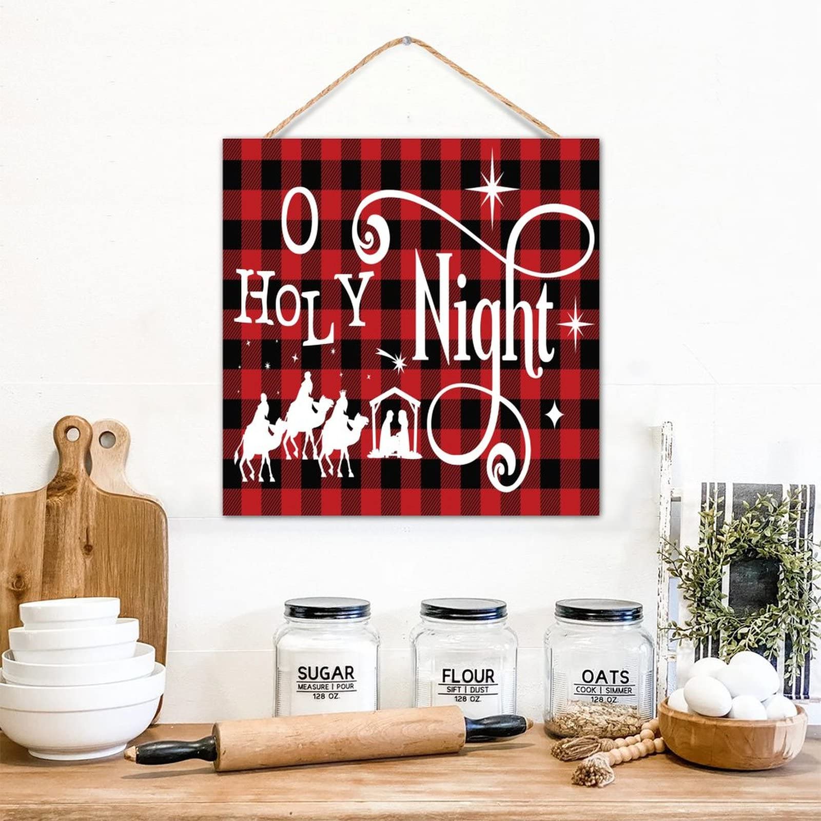 Plaque murale O Holy Night en bois de palette noble et durable