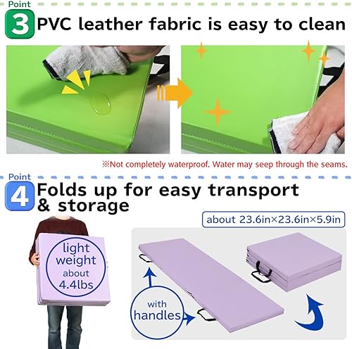 Miniatura 4 de Tapete de gimnasia plegable y elástico de 71 x 24 x 2 pulgadas, para entrenamiento muscular, para niños, para yoga, deportes, insonorización, uso