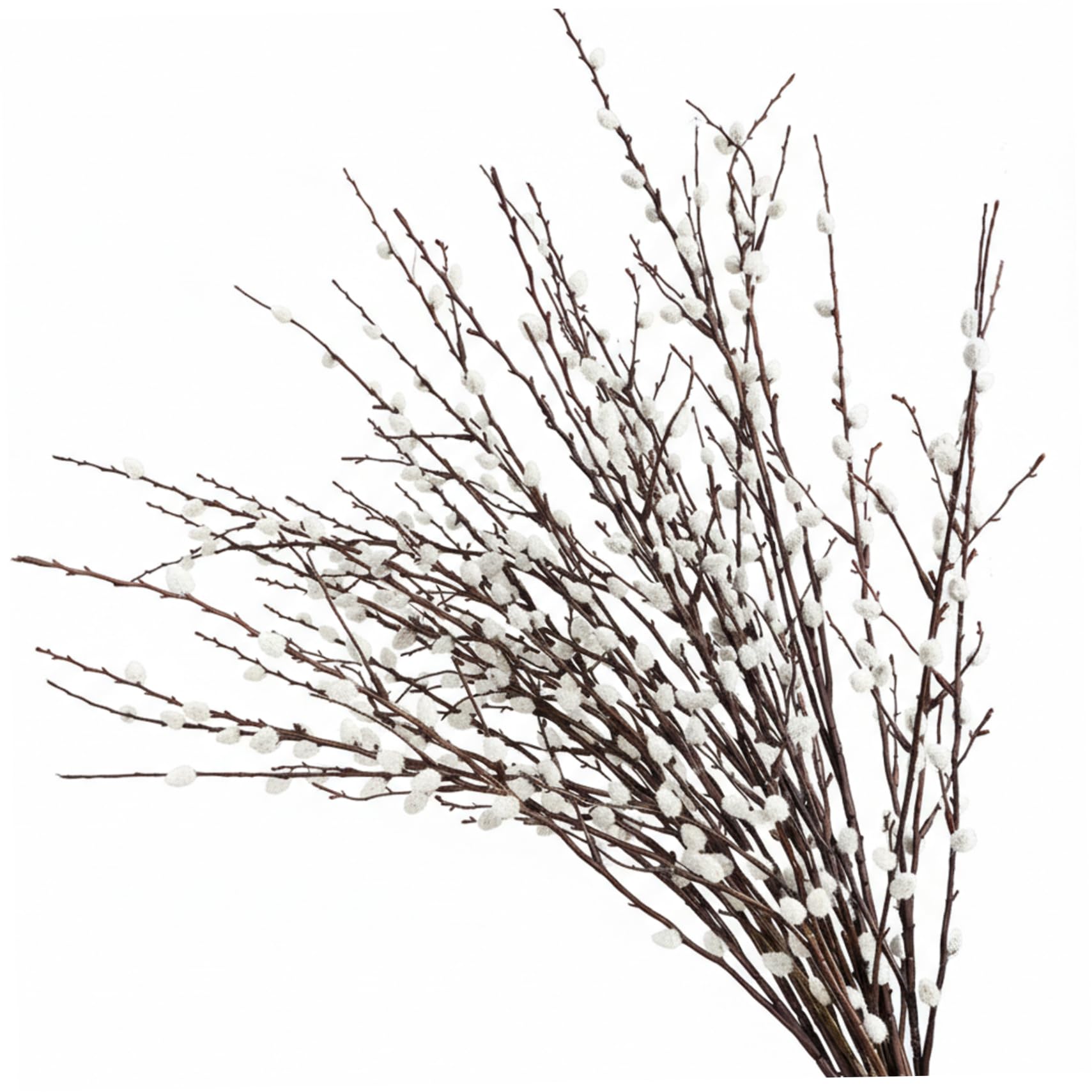 Hperu 3 Bundles Faux Pussy Willow Branches for Vases, 80cm Tall Vase Filler with White Fluffy Buds, Realistic Pussywillow Branches for Home Office Vase Decor, Wedding Decoration