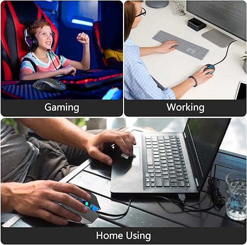 Miniatura 7 de FUWANG Ratón para juegos con cable, mouse USB para computadora con retroiluminación RGB, sensor óptico de 7200 DPI, mouse ergonómico para gamer con