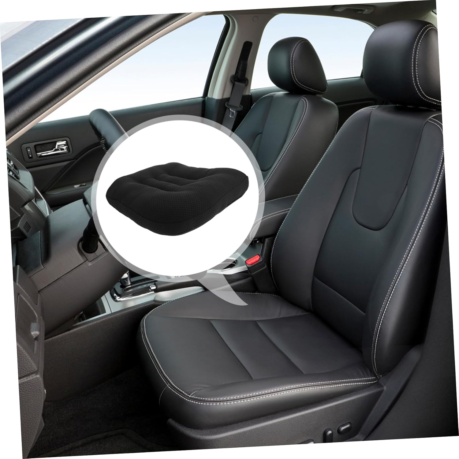 SOLUSTRE Ergonomic Car Seat Pillow Driver Pad Heightening Breathable Cushion for Short Drivers Black