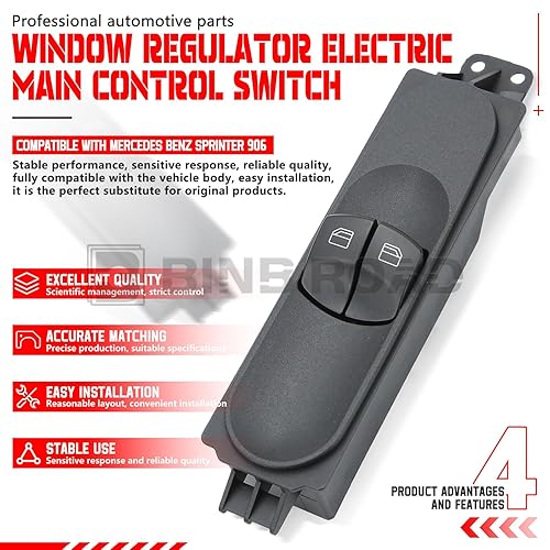 Miniatura 4 de 9065451513 Interruptor de elevalunas eléctrico del lado del conductor, interruptor de control maestro eléctrico compatible con Mercedes Benz