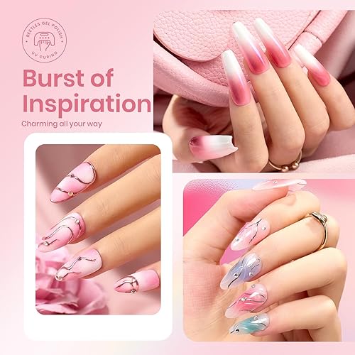 Miniatura 5 de Beetles - Kit de polvo de uñas cromado con efecto de espejo 3D degradado y calcomanías para uñas, con capa superior y capa superior mate de 0.25