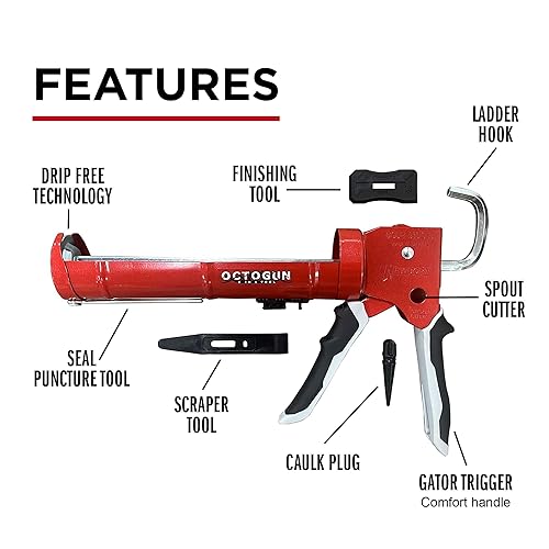 Miniatura 5 de Newborn 930-GTD - Pistola para sellar sin goteo de varilla hexagonal para con empuñadura cómoda de agarre de gatillo para cartucho de 110 galones