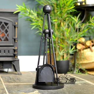 Black Country Metal Works 54cm Tall Contemporary Triangular Fireside Three Tool Companion Set Fireplace Set