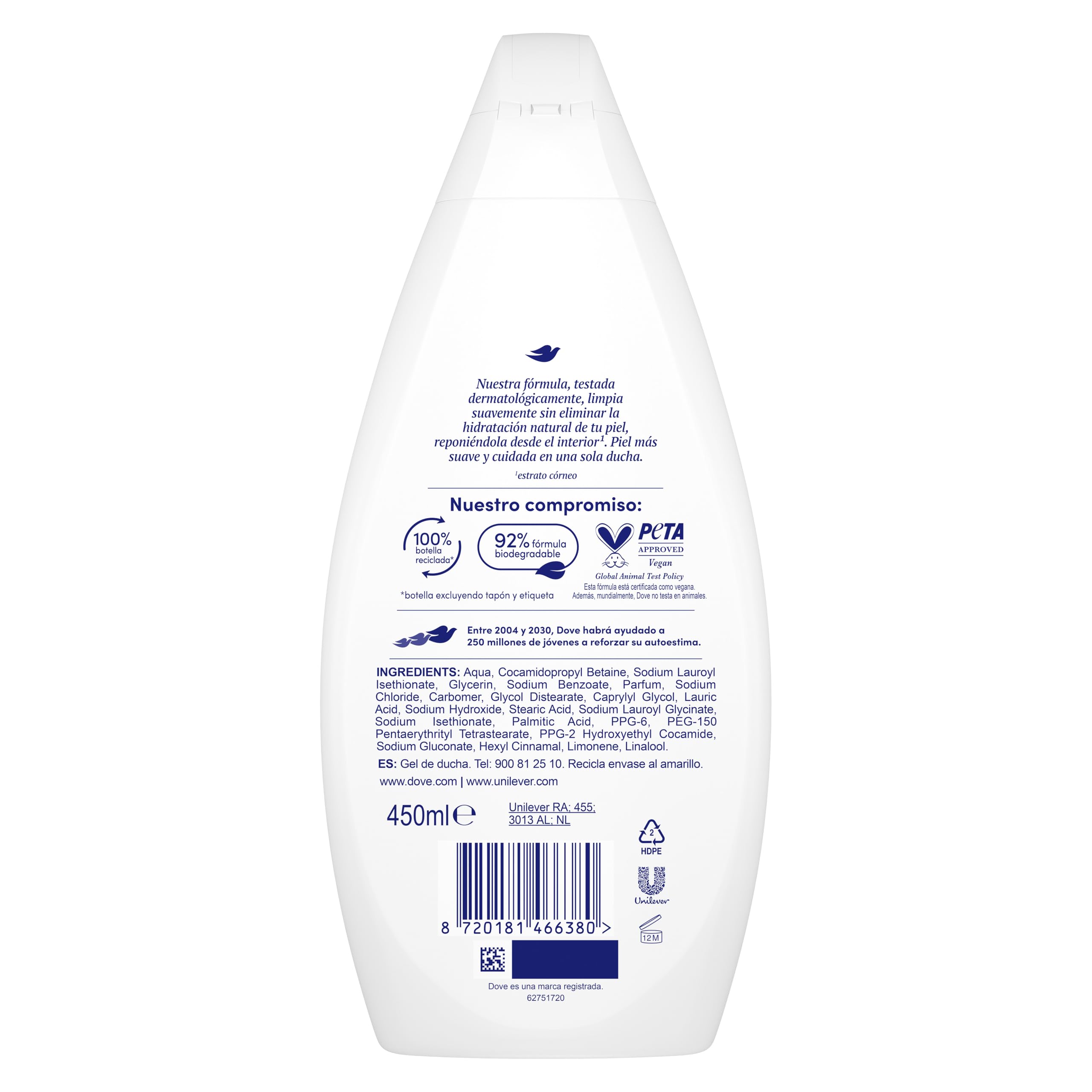 Dove Gel de Ducha Hidratante Limpieza delicada para una piel suave, 450 ml — view 2