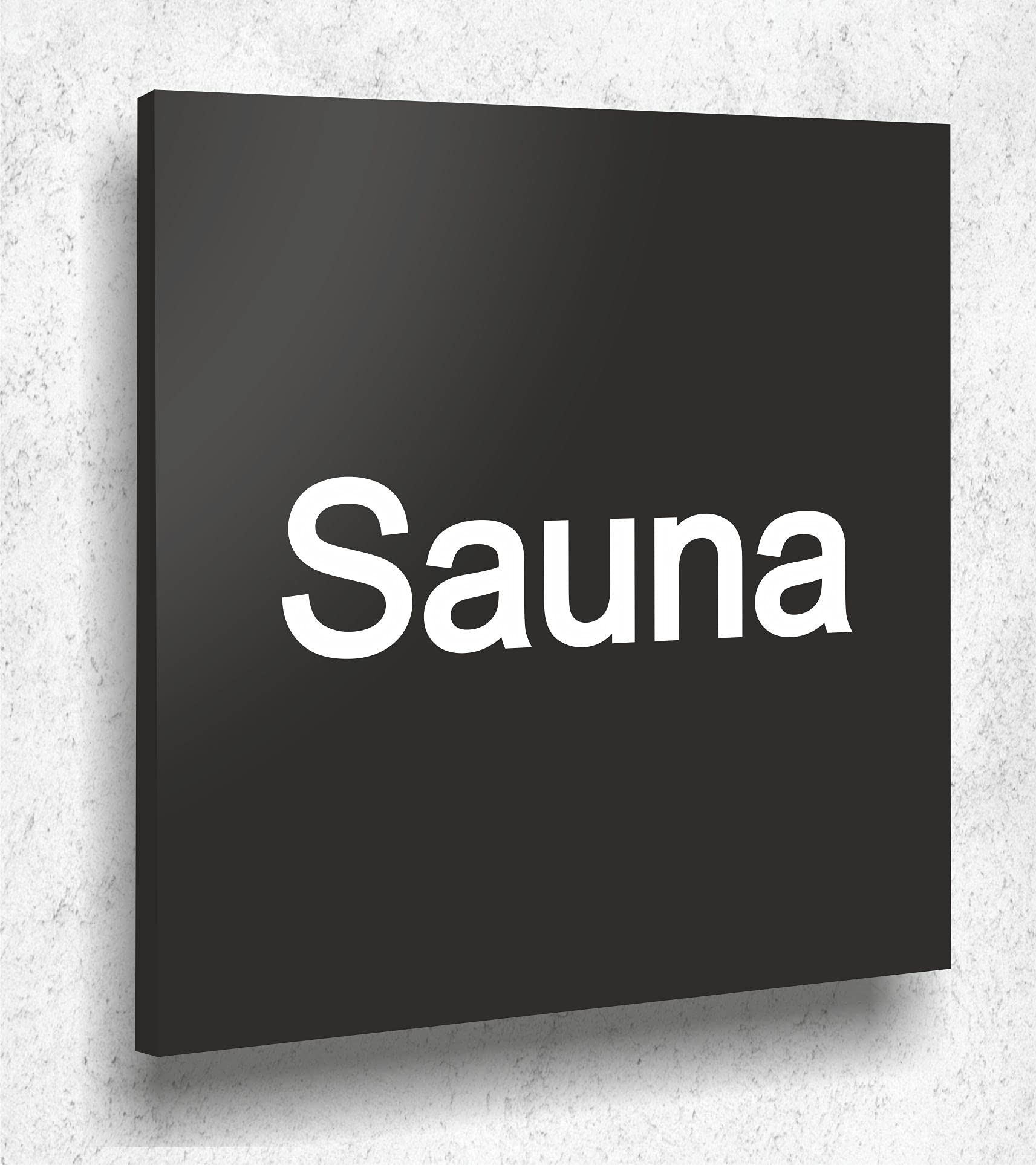 Targa per porta Sauna nera opaca con stampa UV 12 x 12 cm – 3 mm vetro acrilico – Made in Germany Art. n. A 2018
