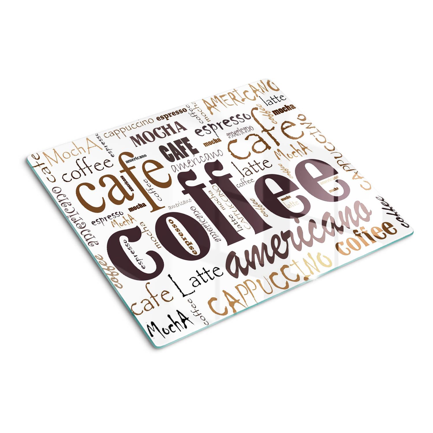 Planche à Découper pour la Cuisine 60x52 cm Résistant à la Chaleur Contact Alimentaire Modernité Symétrique Pieds Antidérapants Décoration Avec Impression Bords Polis - Café