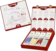 Regina di Fiori - Gift Box Decorated with Organic Infusions and Herbal Teas. 8 Assorted Flavors, 40 Filters