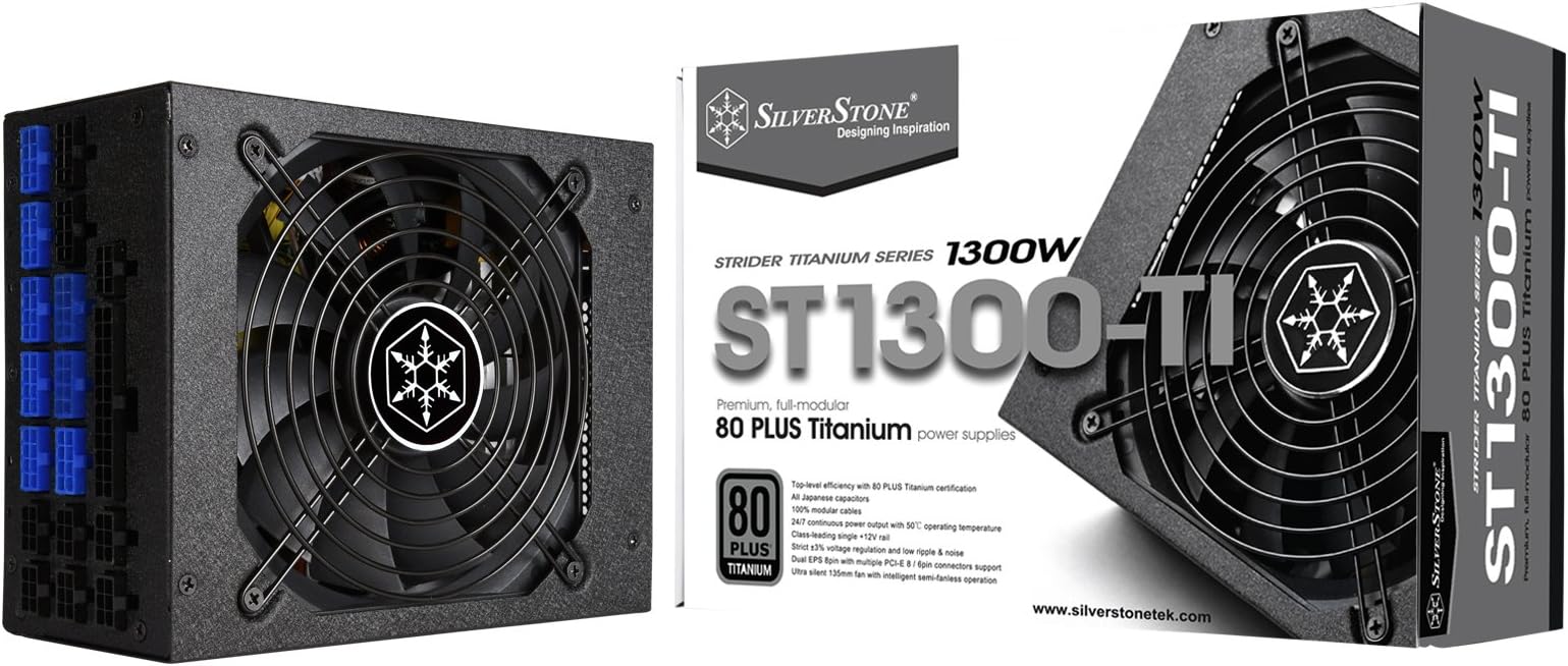 SilverStone Technology ST1300-TI, 80 Plus Titanium 1300W Fully Modular ATX/PS2 Power Supply, SST-ST1300-TI-X