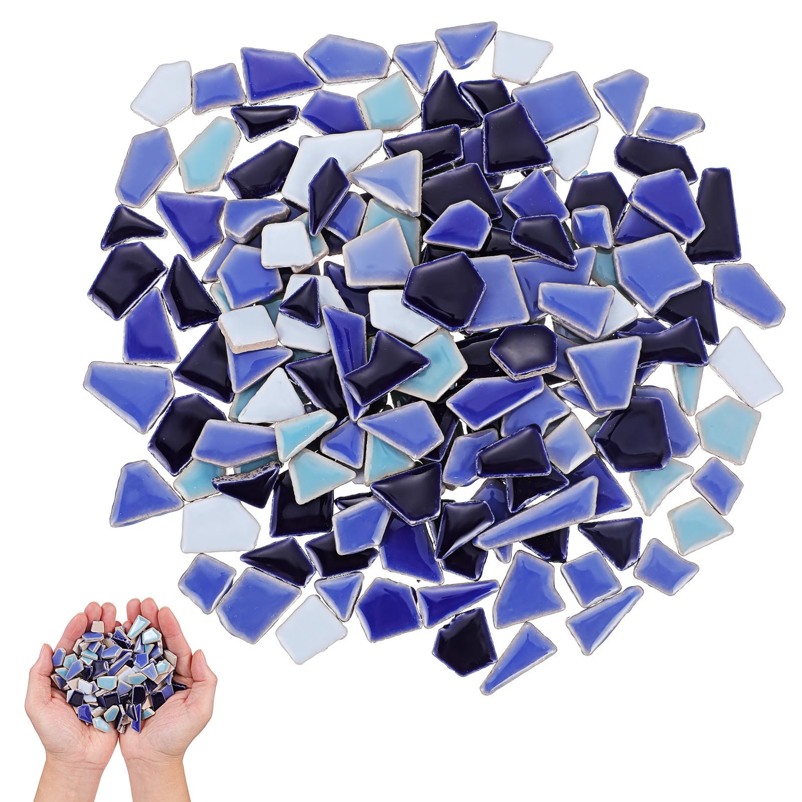 Azulejos de Cerámica Irregulares Material Seguro Adecuado para Decoración y Proyectos Creativos Piezas de 200g en Color Azul para Manualidades Diy