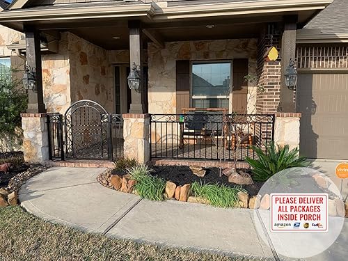 Miniatura 7 de Letrero de entrega con texto en inglés "Please Deliver All Packages Inside Porch" para uso al aire libre, 12" x 8" (151)