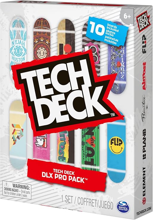 Tech Deck - DLX Pro Fingerboard Set of 10 with Hottest Skateboard Designs - Collectable for All Skate Fans