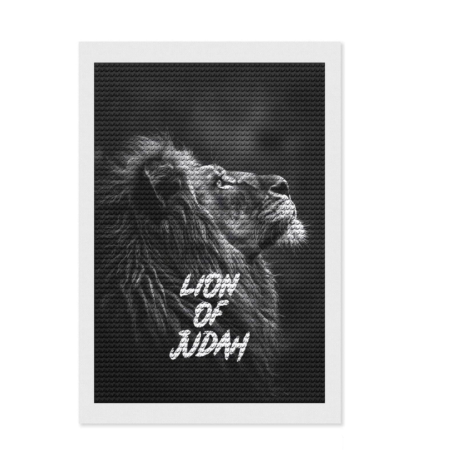 Junmoney Lion of Judah Diamond Painting Canvas Set 8"x12", for Teens, Simple to Start, Farmhouse Decor, Thoughtful Handmade Gift
