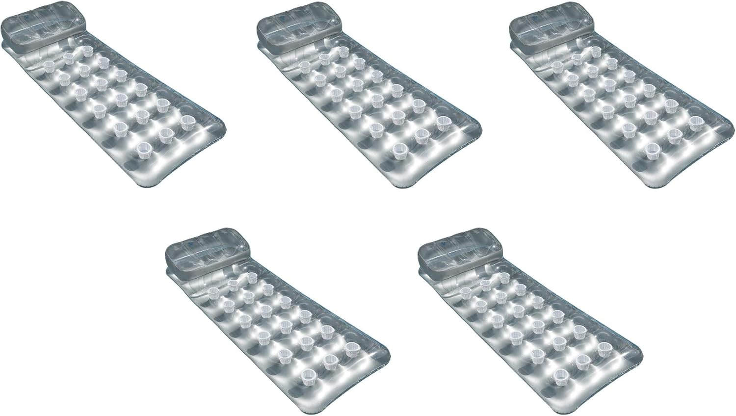 Intex 18-Pocket French Mattress Suntanner Pool Lounger Float w/Headrest 5 Pack