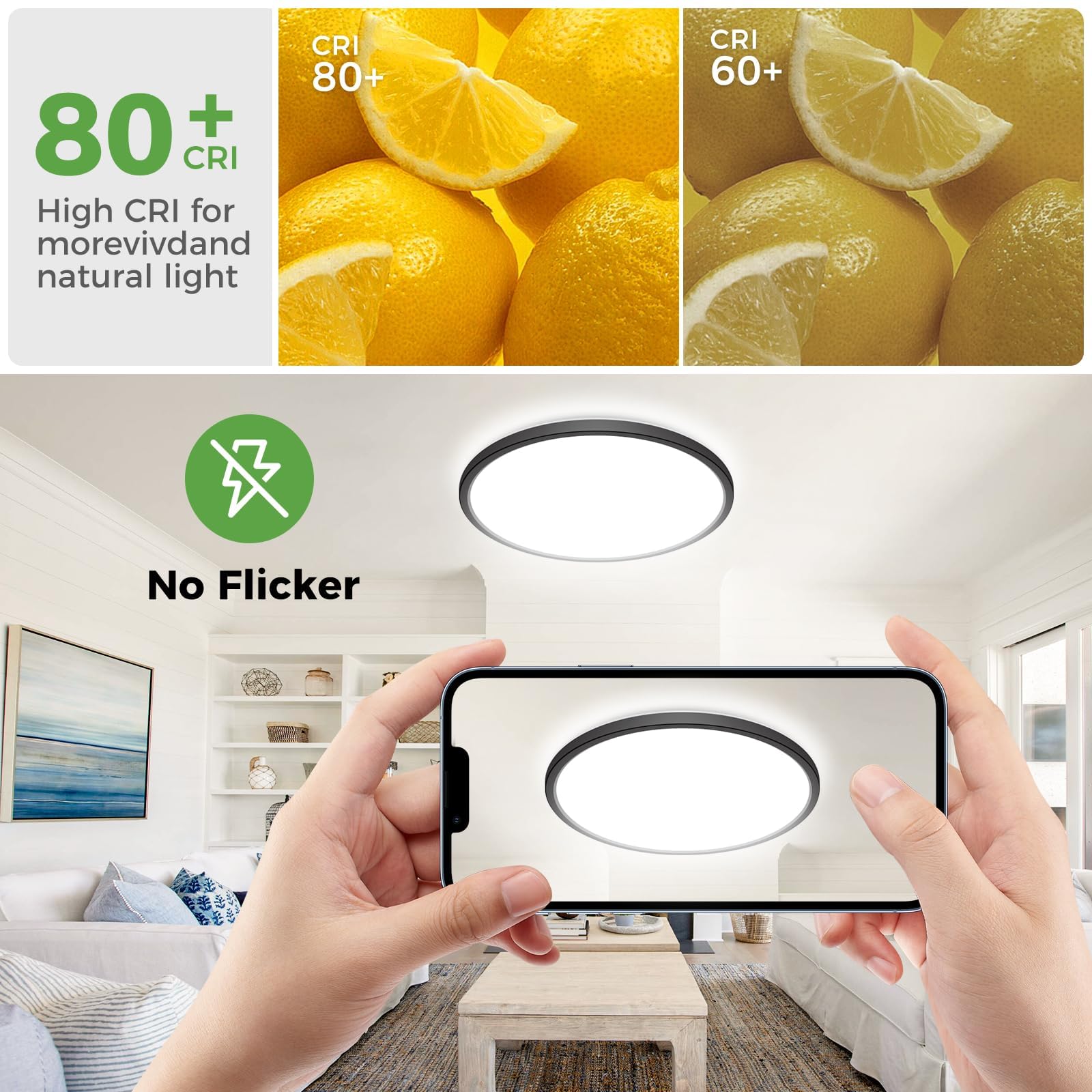 zemty LED Deckenleuchte mit Fernbedienung, 3000-6500K Dimmbar Deckenlampe RGB Farbwechsel, Wasserfest Badezimmer Lampe Decke für Schlafzimmer Kinderzimmer Jugendzimmer 29CM Schwarz