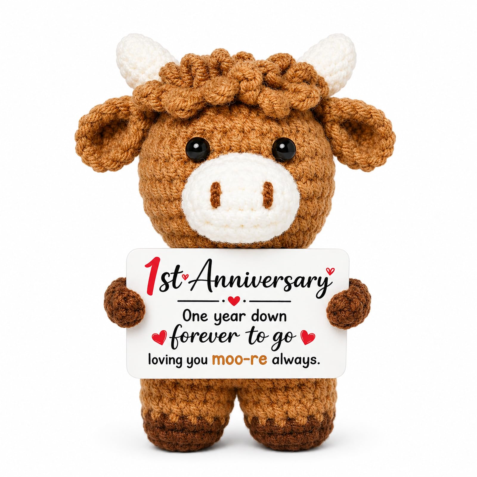 RUQVKWLA First Year Anniversary GiftsCrochet Cow Mini Knitted Keepsake