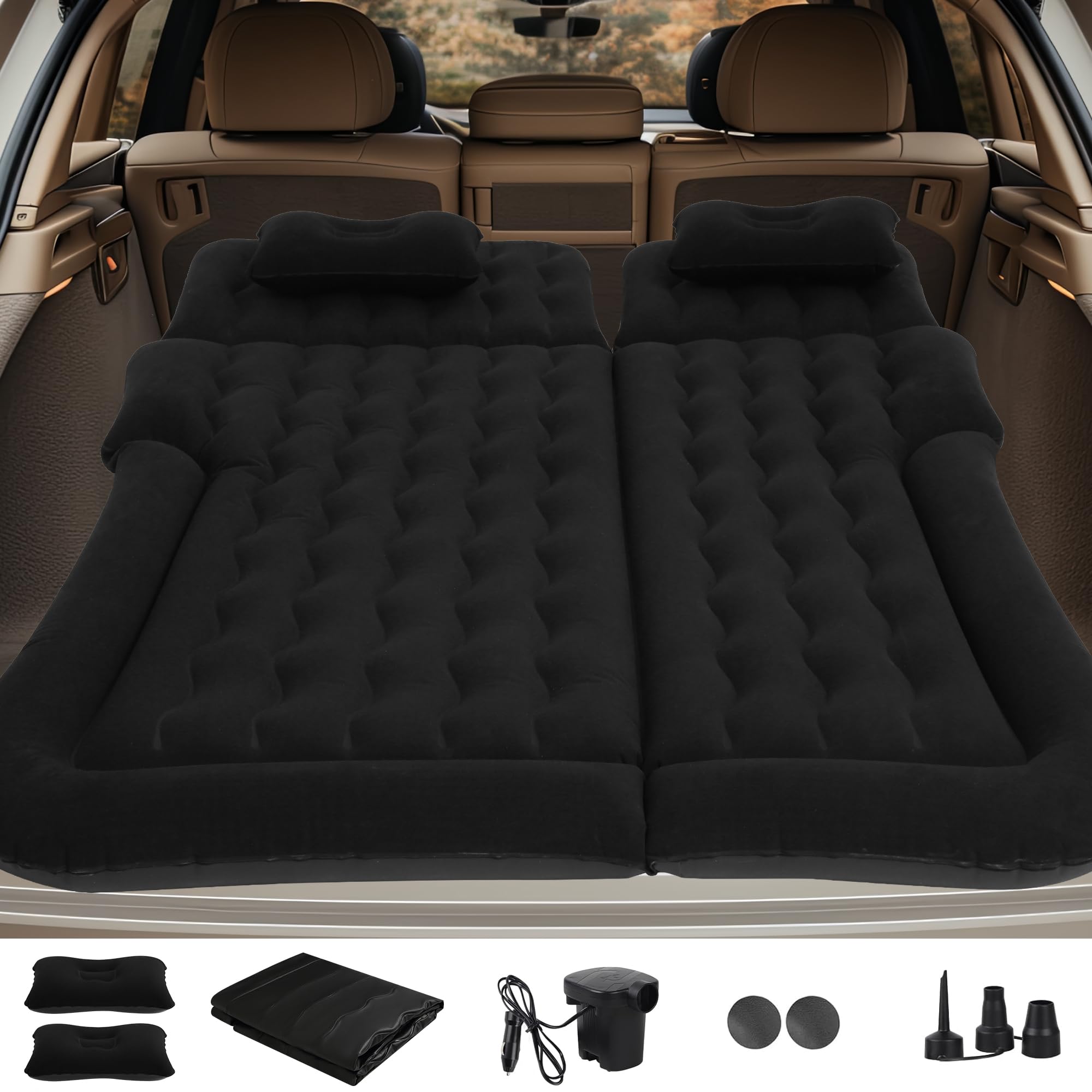 EAQ Colchón de aire para coche, para SUV, cama de camping hinchable para el asiento trasero del coche móvil, cama de aire para viajes, camping, actividades al aire libre