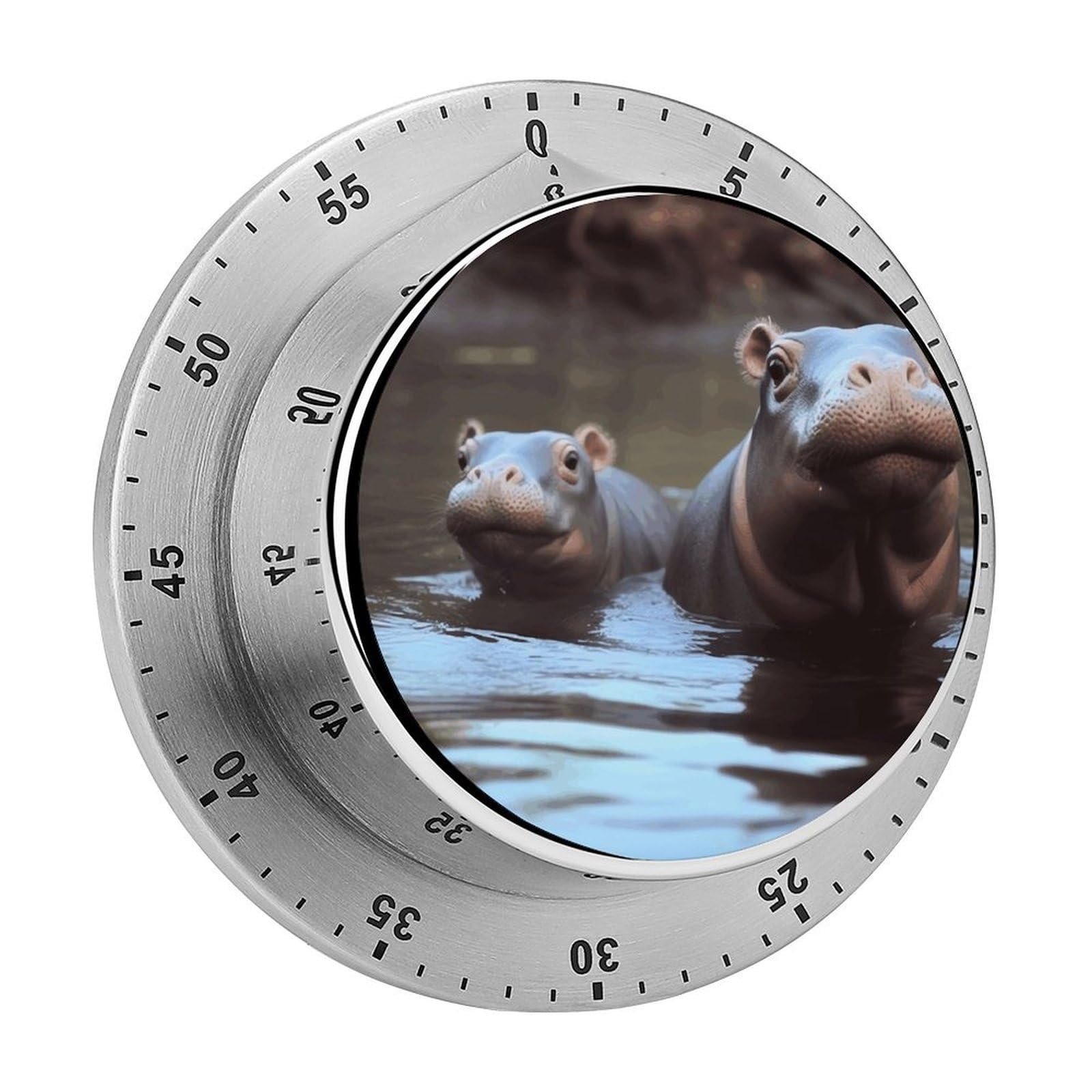 Hippos Timers Adsorbable Stainless Steel Kitchen Timer Loud 60 Minute Visual Timer Portable Manual Countdown Timers Alarm Clock Time Management Tool for Home Work