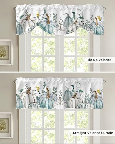 Miniatura 5 de Cortinas de otoño con cenefa de amarre para sala de estar, cenefas de calabaza para ventanas de cocina, cenefa de ventana con bolsillo para barra de