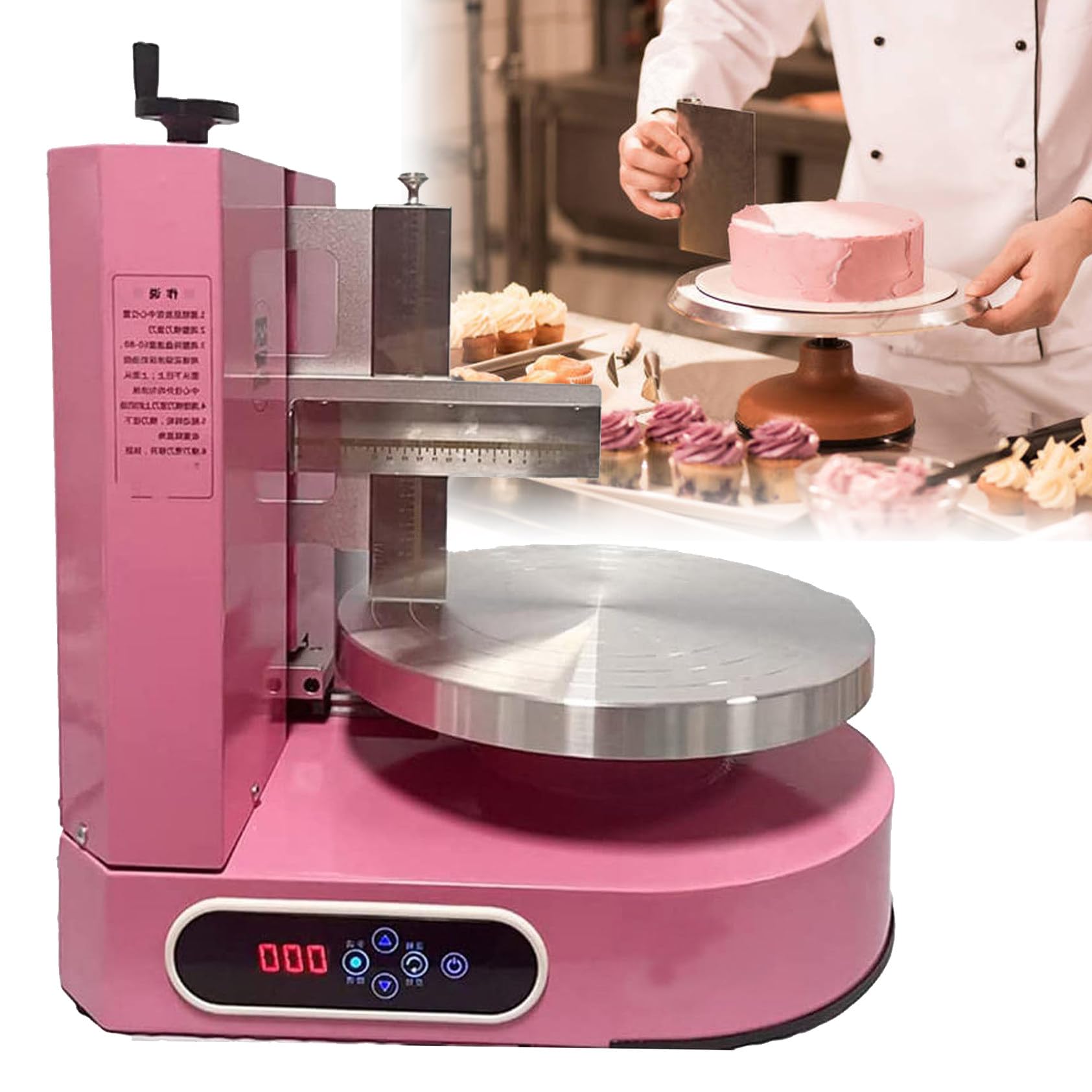 Plato giratorio automático para pasteles y esparcidor de crema de mantequilla: para pasteles de 4 a 12 pulgadas, perfecto para aplicar glaseado, crema y mermelada,Pink
