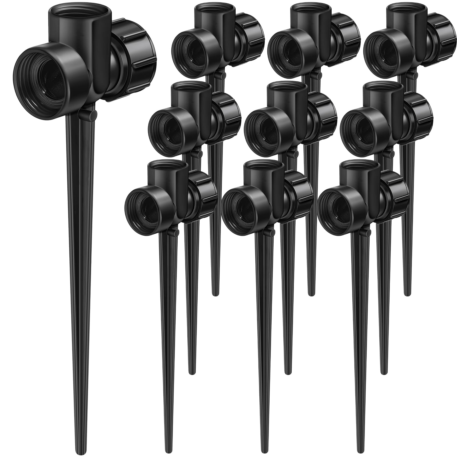 Landical Paquete de 10 aspersores de metal para césped, base de 1/2 pulgada, aspersores de flujo de agua para patio, césped, jardín y riego de césped (negro)