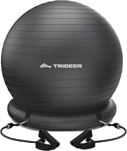 Trideer Ball Chair - Yoga Ball with Base & Bands for Home Gym Workout