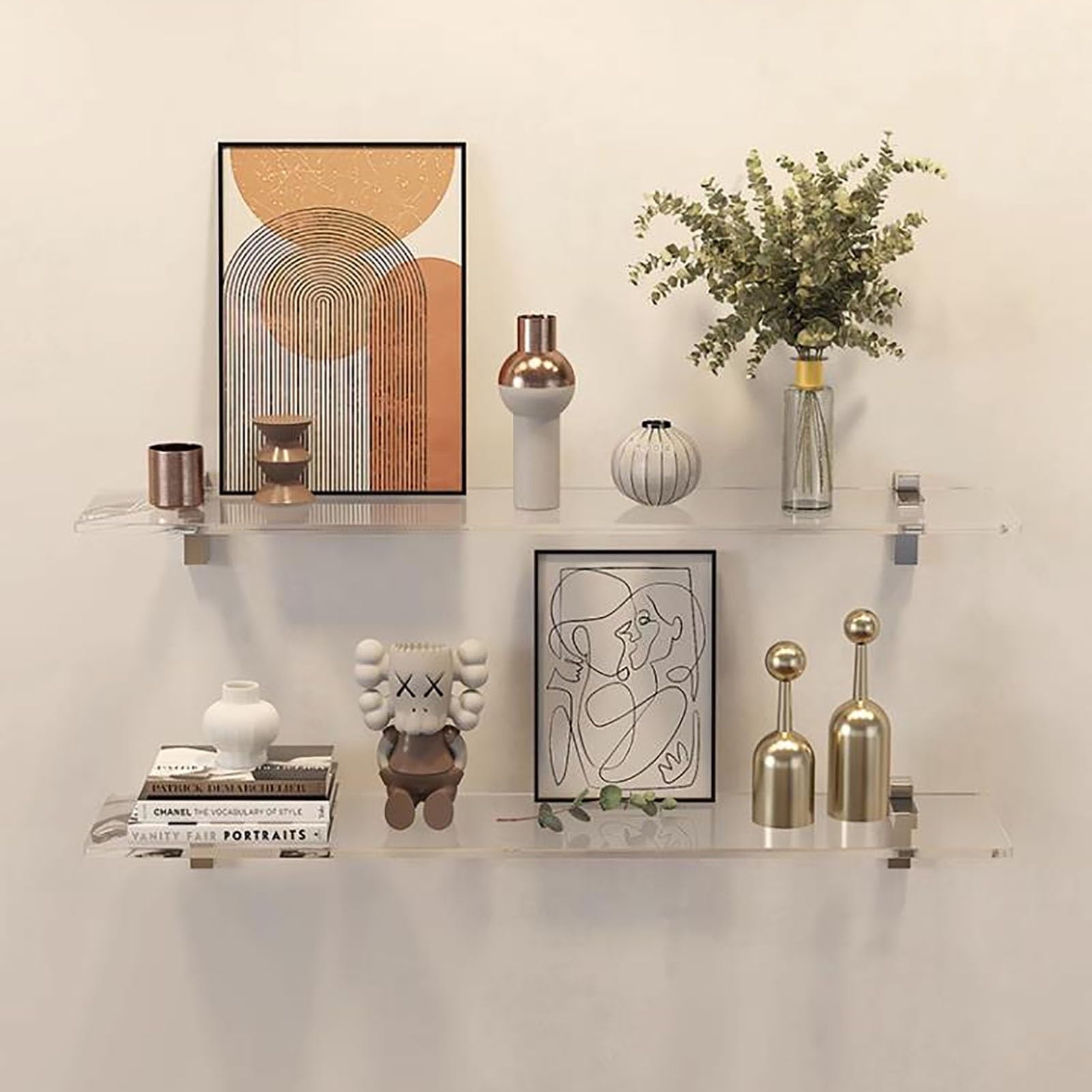 Estantes flotantes para pared, Estante acrílico for colgar en la pared, estante flotante for baño/sala de estar/cocina/cuarto de ducha, estante de pared organizador de perfumes/cosméticos/baño/suminis