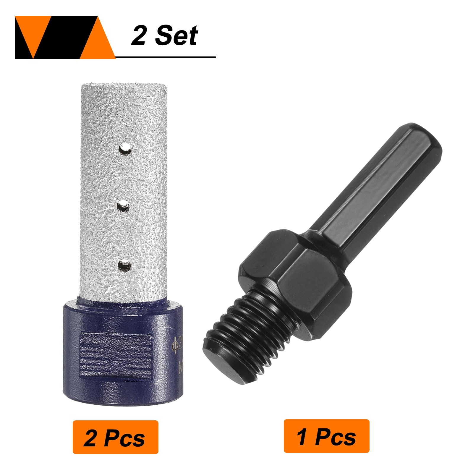sourcing map 2 punte diamantate per fresatura a dito, diametro 20 mm, 5/8"-11, punte diamantate per ingrandire la modellatura di fori esistenti in porcellana con adattatore esagonale da 3/8", blu/nero