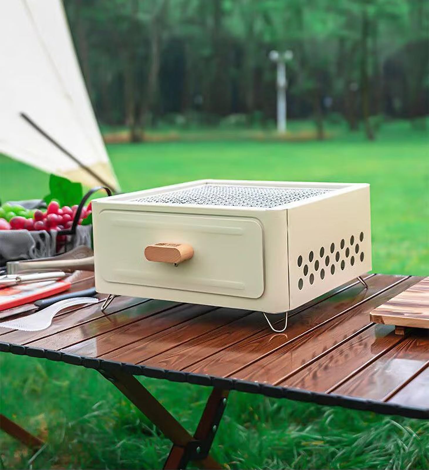【平成レトロ】ポータブルBBQコンロ(木炭専用)セット Amazon | 木炭無煙囲炉 炭火焼きコンロ キャンプ用グリル 卓上