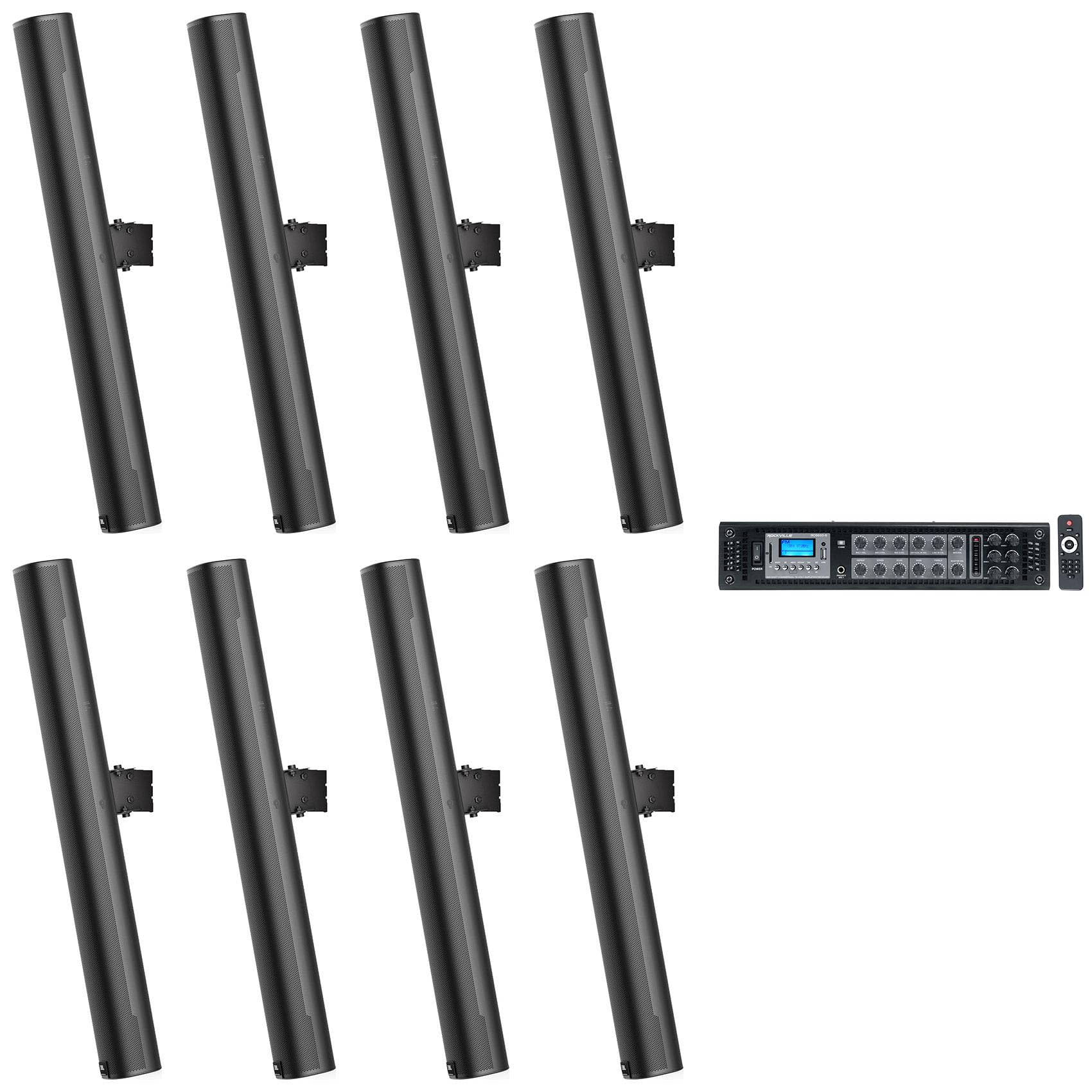 Rockville Amp Bundle with (8) JBL COL800-BK 32