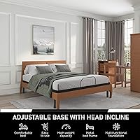 Vista 3 de Greaton Base de cama ajustable de 15 pulgadas con telas decorativas, inclinación de la cabeza con control remoto con cable, barra protectora