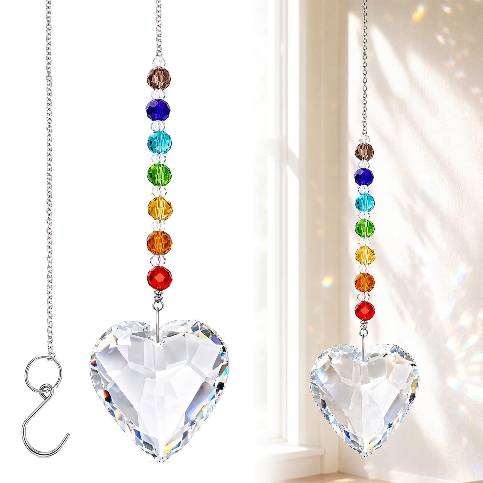 Crystal Sun Catcher Friendship Gifts for Women, Best Friend Birthday Gifts for Teen Girls, Heart Shaped Window Suncatchers, Thank You Present for Sister Auntie Colleague