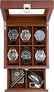 Amazon.com: ProCase 6 Slots Lacquered Finish Wooden Watch Box for Men ...