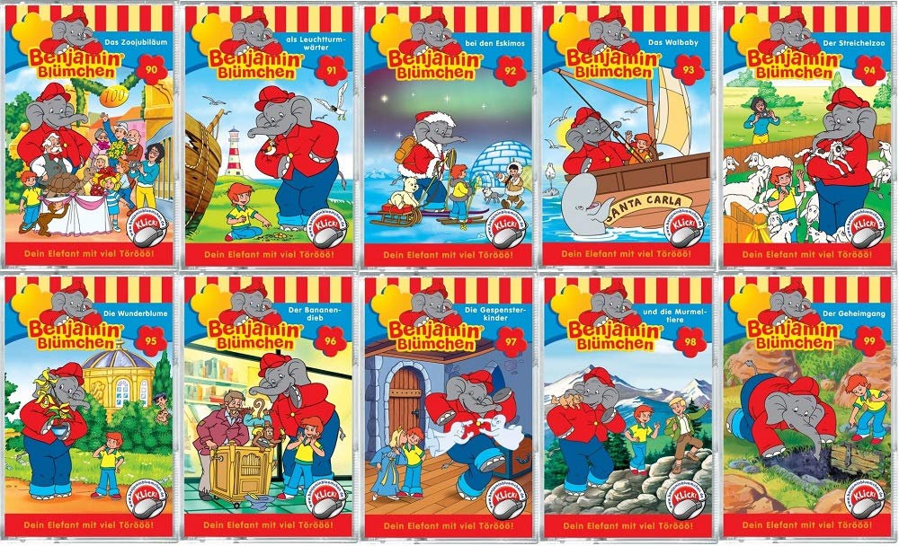 Benjamin Blümchen Hörspiel MC 90 - 99 10 x MCs 90er 90 91 92 93 94 95 96 97 98 99 Kassette Kiddinx [Musikkassette]