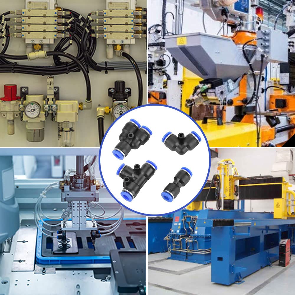 VooGenzek 20 Stück Pneumatik-Steckverbinder 6 Mm – Air Push Schnellbefestigungen Als Gerader, Winkel-, Y- Und T-Verbinder Schnellverschluss Pneumatik