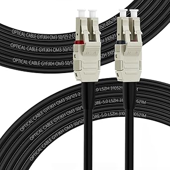 FLYPROFiber OM3 50M/164ft LC to LC Outdoor Armored Fiber Patch Cable, Length Options: 10m-300m, 10GB Multimode Duplex LC-LC 50/125um Fiber Optic Cable Cord LSZH-50M(164ft), OD-5mm