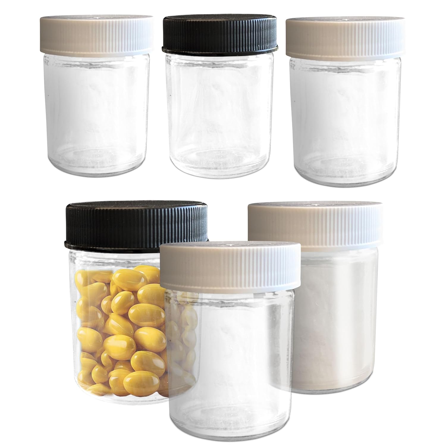 1 25oz Small Clear Glass Jars with White Lids Mini Storage Containers for Lotions Powders Ointments Skincare Beauty
