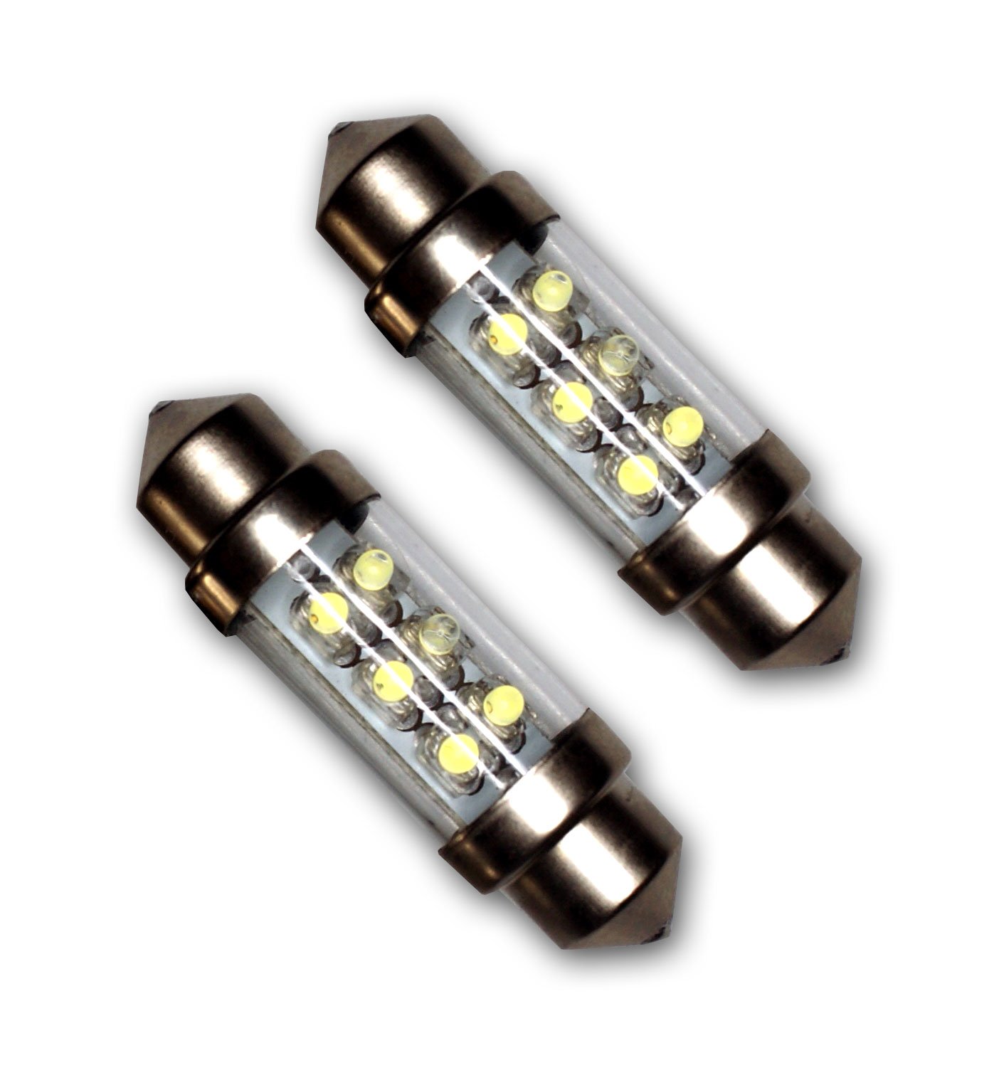 Tuningpros LEDUHL-39M-B6 Under Hood Light LED Light Bulbs Festoon 39mm, 6 LED Blue 2-pc Set