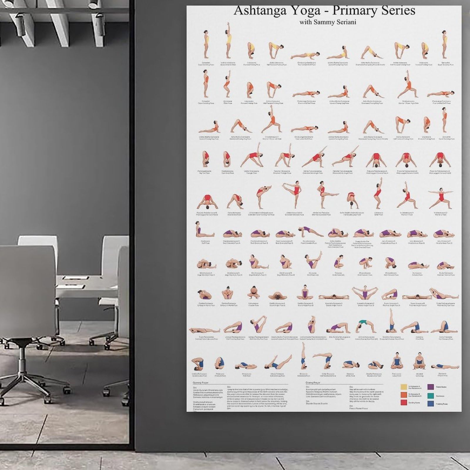 Ashtanga Primary Series Yoga Toile Poster Décoration Peinture Salon Mur Art Chambre Peinture Impression Murale Peinture Art Moderne Maison Garçon Chambre Impression Peinture Fille Vacances Murale 61 x